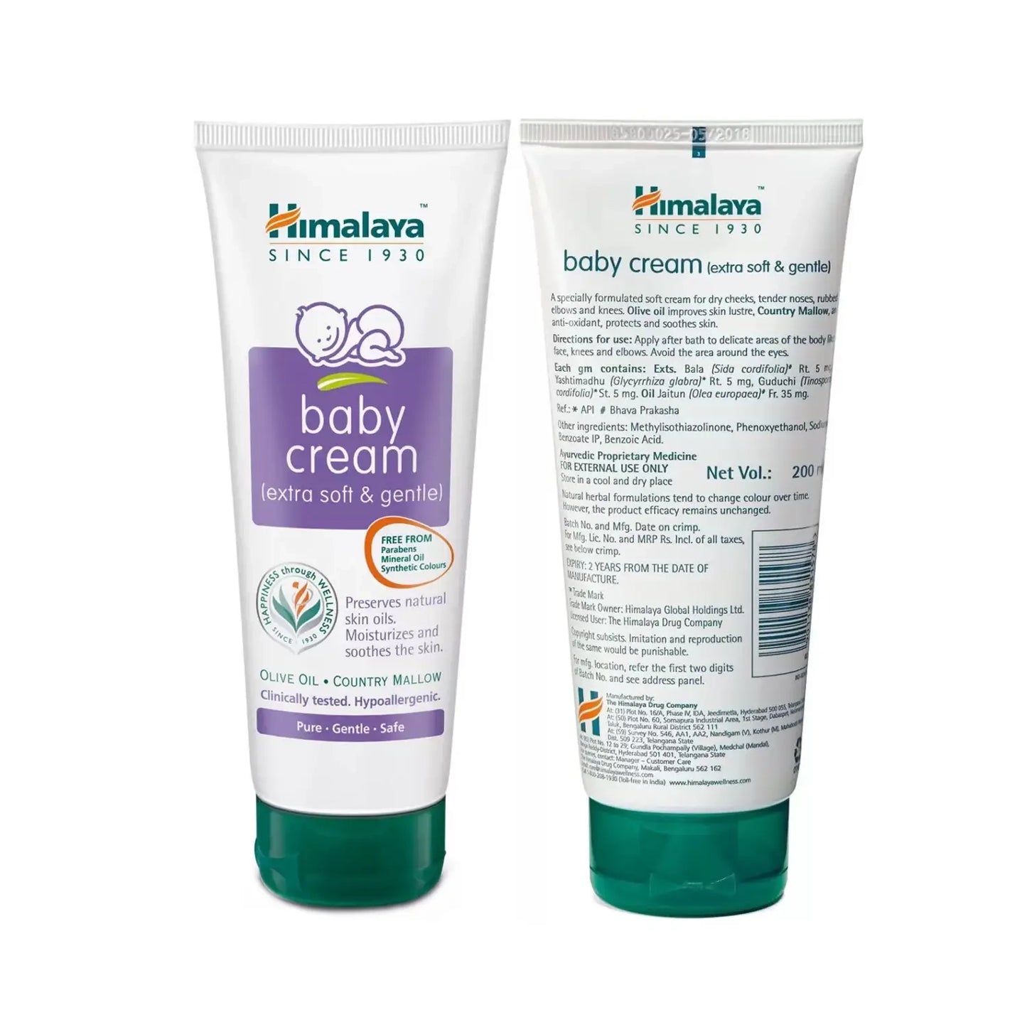 Himalaya Baby Cream | Olive Oil & Country Mallow | Soft & Moisturizing Skin Care for Babies 50ml / 100ml / 200ml
