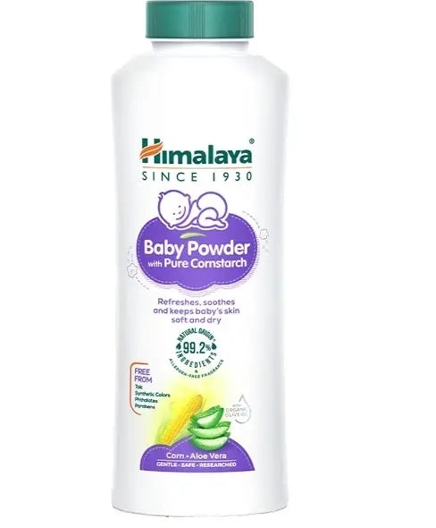 Himalaya Baby Powder with Pure Cornstarch | Corn, Aloe Vera & Olive Oil | Gentle Dryness Protection