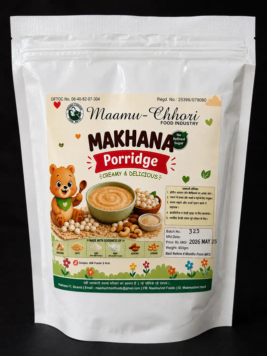 MaamuChhori Makhana Porridge 400gm - A Silky-Smooth, Gentle Porridge Made From Premium Fox Nuts (Makhana) And Wholesome Natural Ingredients
