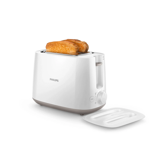 Philip Toaster - HD2582/00 - Sleek Compact Design With 8 Browning Settings, Integrated Bun Warmer, And A High-Lift Function