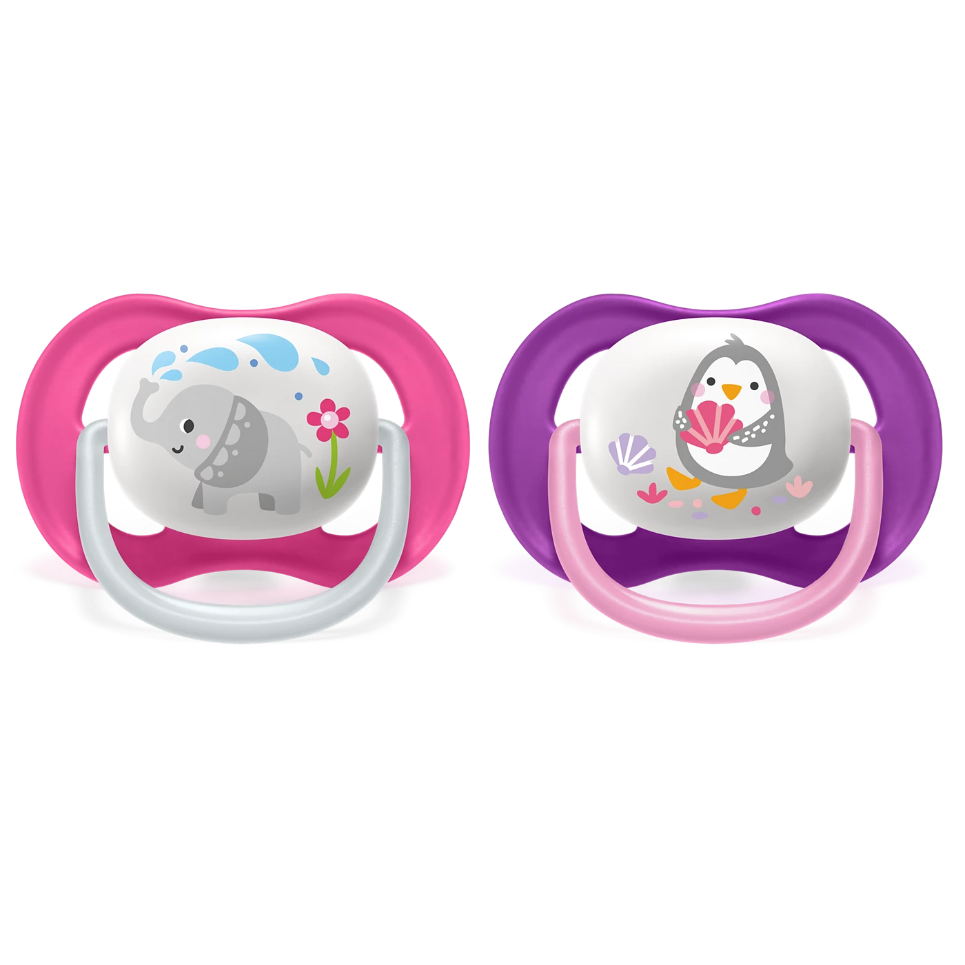 Philips Soother Avent Air 6-18M Girl Elephant - SCF080/08 Pacifier - Features a Larger Orthodontic Teat For Growing Mouth