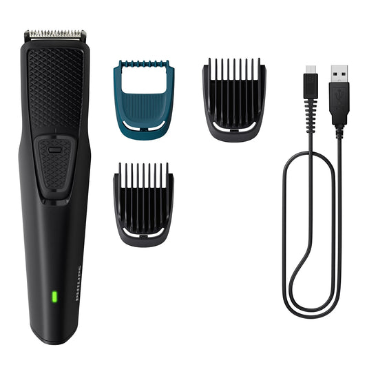 Philips Trimmer - BT1233/18 - Offers The Trusted Combination Of Self-Sharpening Blades, 6 Integrated Length Settings (0.5–5 mm), And USB Charging