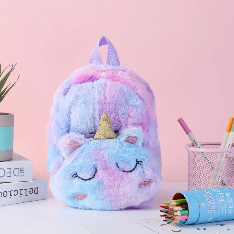 Unicorn Plush Kids Pencil Backpack – Cute School Bag for Girls