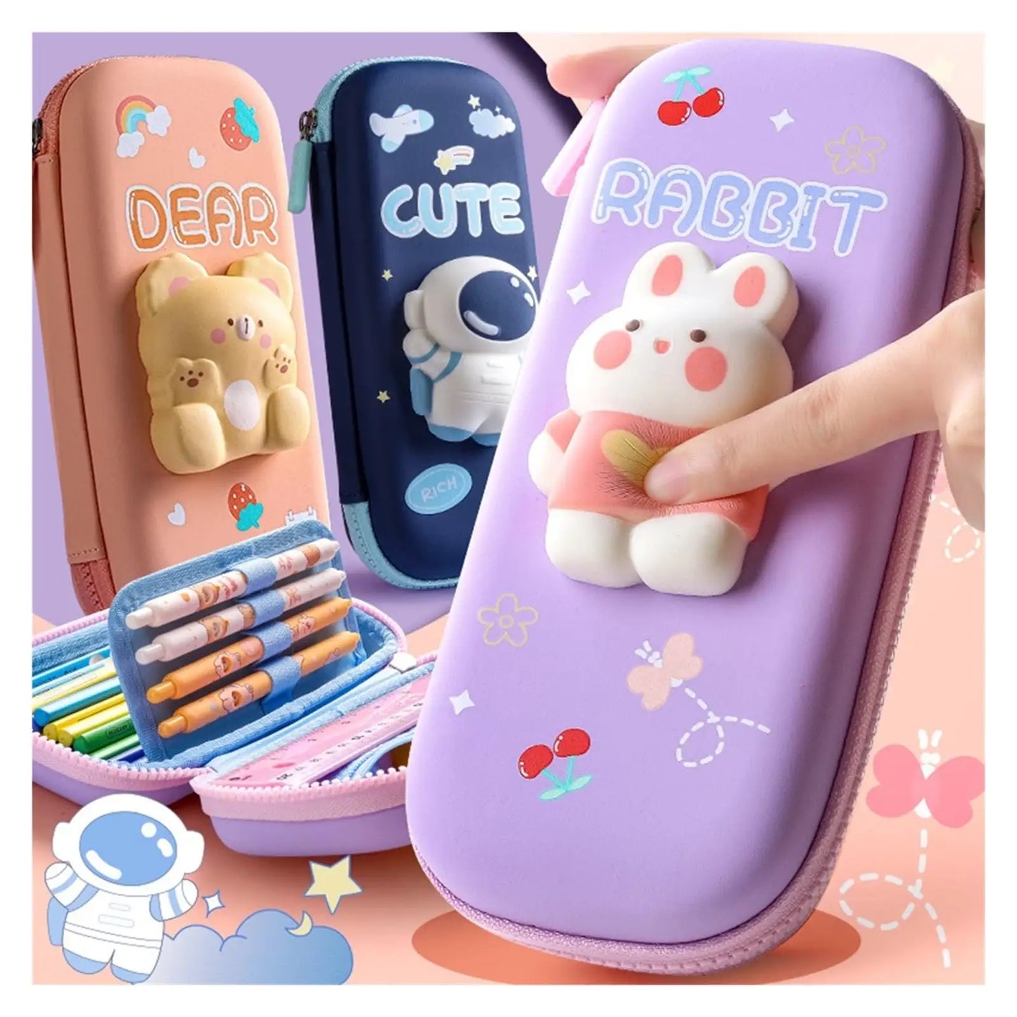 3D Decompression Multifunctional Pencil Box – Kids School Stationery Case