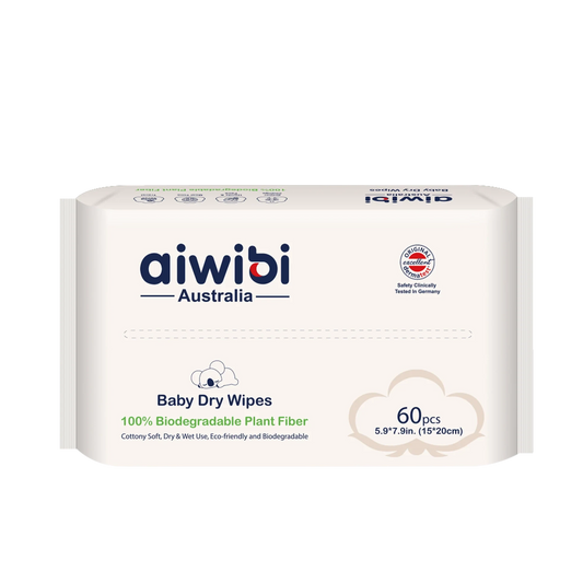Aiwibi Dry Wipes - 60 pcs Per Pack - Pack Of 3 - Plant-Based, Biodegradable Wipes Designed For Newborns, Infants, And Sensitive Skin