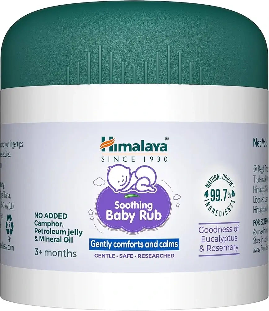 Himalaya Soothing Baby Rub jar with green lid and white label
