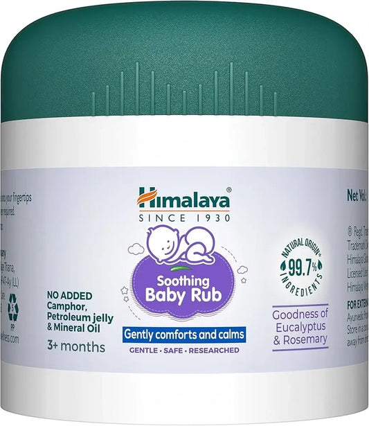 Himalaya Soothing Baby Rub jar with green lid and white label