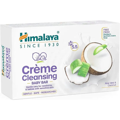 Himalaya Creme Cleansing Baby Bar | Virgin Coconut Oil & Aloe Vera Extracts | Gentle & Moisturizing Baby Care