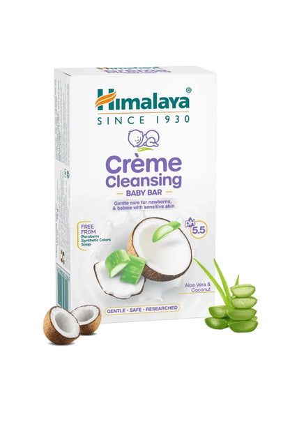 Himalaya Creme Cleansing Baby Bar | Virgin Coconut Oil & Aloe Vera Extracts | Gentle & Moisturizing Baby Care