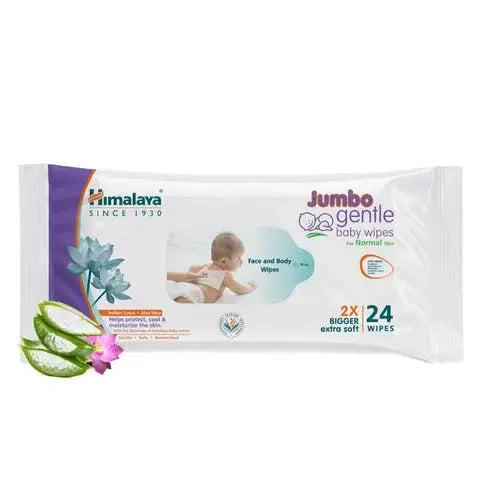 Himalaya Jumbo Gentle Baby Wipes | Soft & Safe Baby Skin Cleaning with Aloe Vera & Indian Lotus Extracts