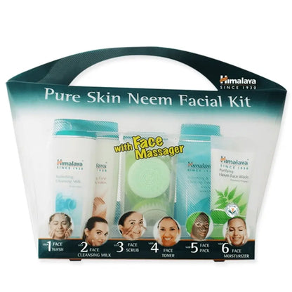Himalaya Pure Skin Neem Facial Kit packaging with products and branding.