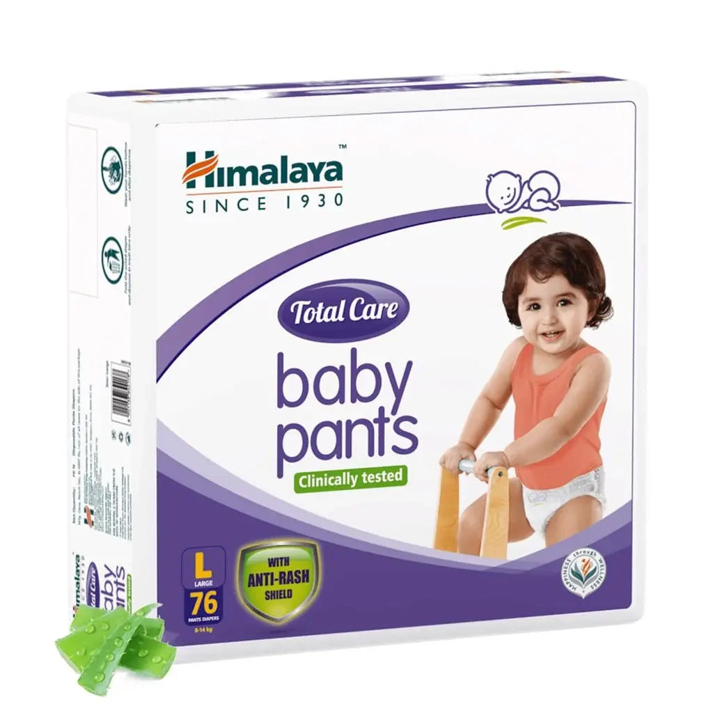 Himalaya Total Care Baby Pants Large 76s | Aloe Vera and Yashad Bhasma with Anti-Rash Shield