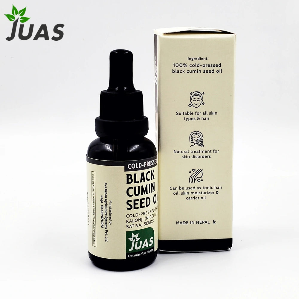 JUAS Black Cumin Seed Oil - Made From Nigella Sativa Seeds and Packaged in an Amber Glass Bottle With a Dropper for Convenient Daily Use