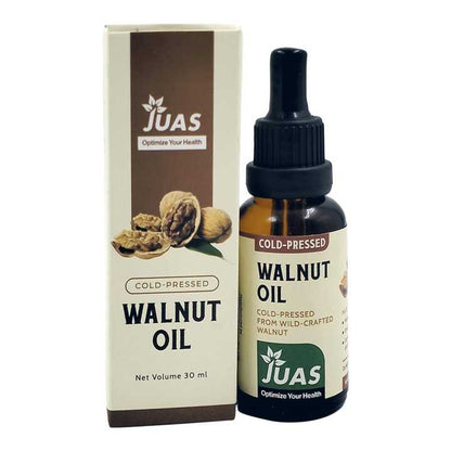 JUAS Walnut Oil - Pure Cold-Pressed Oil Made From High-Quality Walnut Kernels And Packaged In An Amber Glass Bottle With a Dropper
