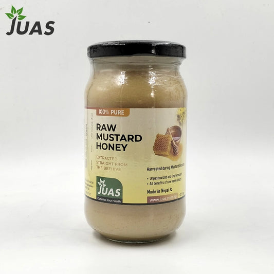 JUAS Raw Mustard Honey - Harvested from Mustard Flower Fields And is Commonly Used as a Natural Sweetener, Immunity-Supporting Food, and Healthy Sugar Alternative