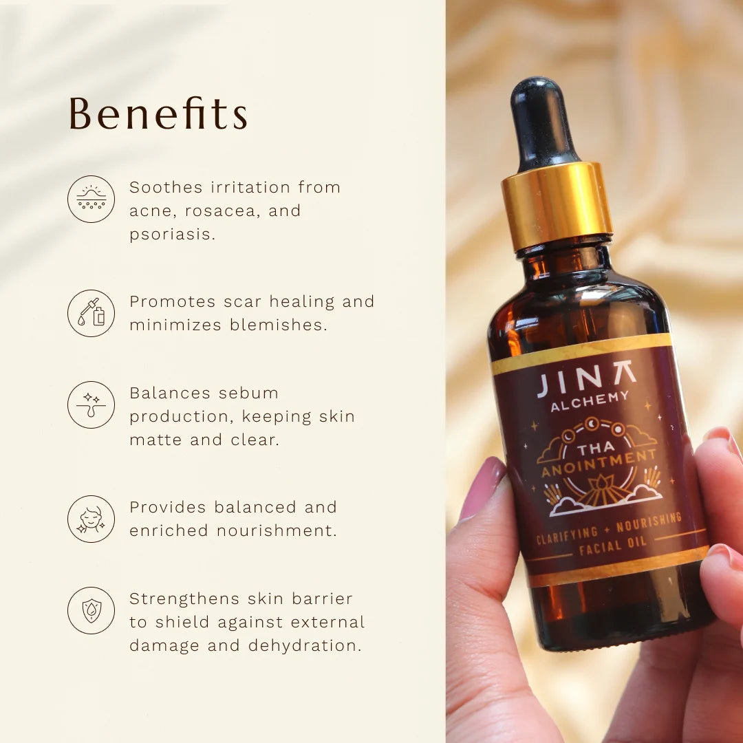 JUAS Tha Anointment Facial Oil for a Lightweight Facial Oil that helps Balance Oily Skin, Support Acne Care Routines, and Strengthen the Skin Barrier Naturally
