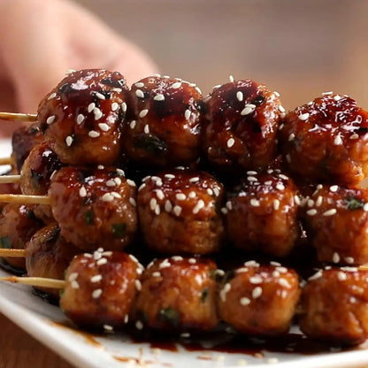 Juicy Chicken Meatball Skewers – High Protein BBQ Snack