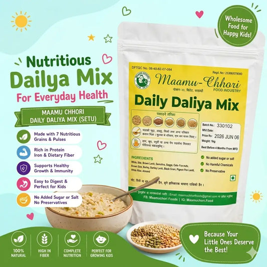 MaamuChhori Daily Daliya Mix 750gm - A Hearty, Fibre-Rich Porridge Blend Made From A Nutritious Combination Of Cracked Wheat And Wholesome Grains