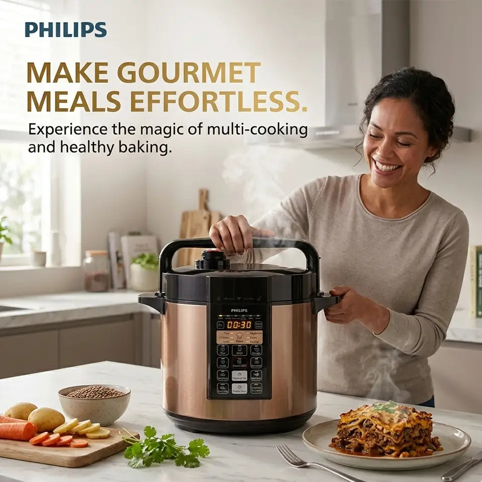 Philip Electric Pressure Cooker (EPC) - HD2139/65 - 12 Smart Programs And A 6‑Litre Large Capacity Make It The Ultimate Kitchen Helper For Busy Families