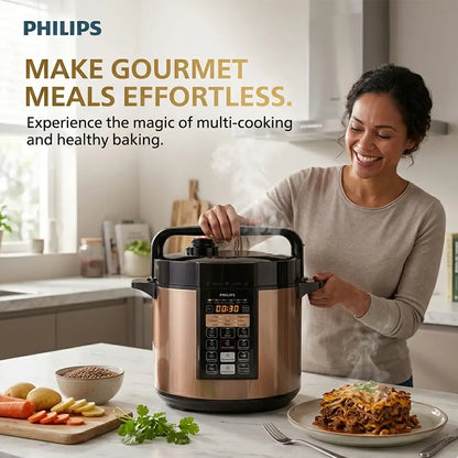 Philip Electric Pressure Cooker (EPC) - HD2139/65 - 12 Smart Programs And A 6‑Litre Large Capacity Make It The Ultimate Kitchen Helper For Busy Families