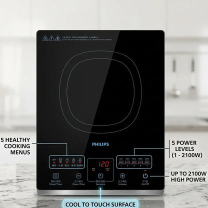 Philip Induction Cooker - HD4911/00 - A Straightforward Rotary Knob Controls 6 Power Settings, While 4 Quick‑Access Presets Get Dinner Started In Seconds
