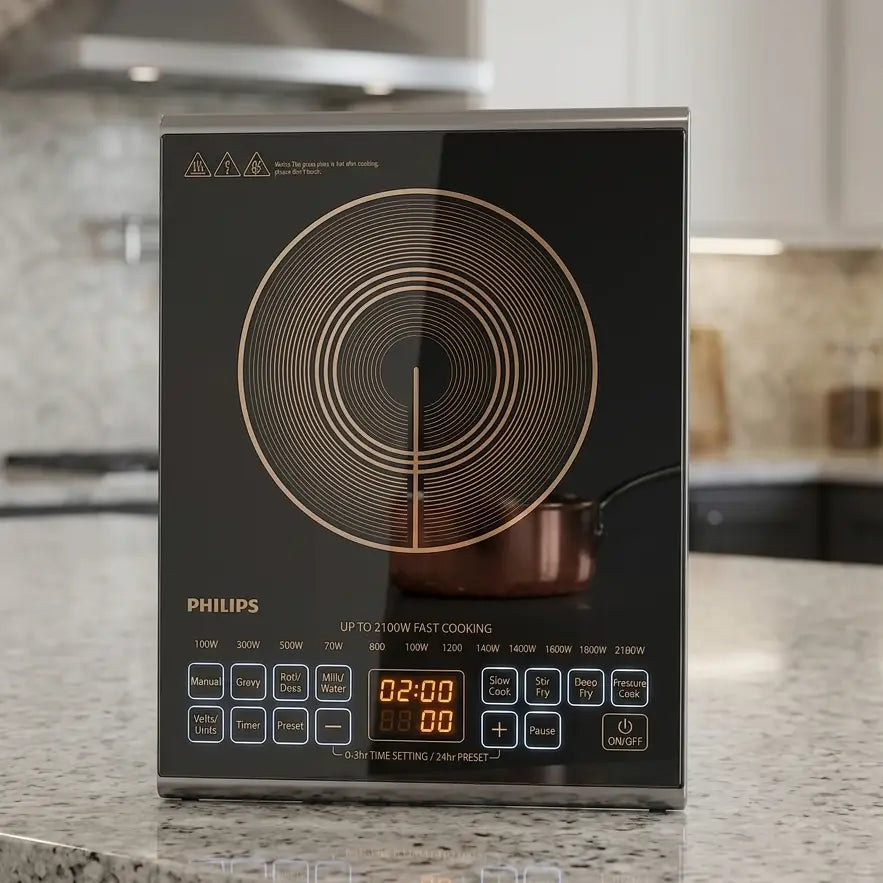Philip Induction Cooker - HD4938/01 - Advanced Touch Controls, 2100 W Power And A Keep‑Warm Function Make It A Stylish And Practical Addition To Any Kitchen
