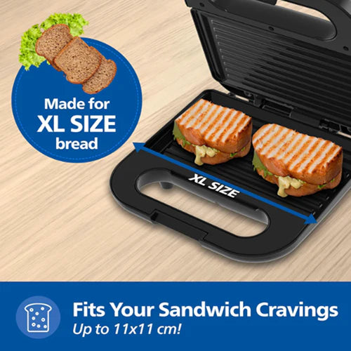 Philip Sandwich Maker - HD3010/80 - Fast Heat-Up, Cool-Touch Handles, And Simple Cleaning Make It A Daily Kitchen Hero