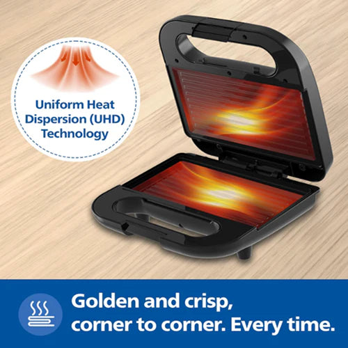 Philip Sandwich Maker - HD3010/80 - Fast Heat-Up, Cool-Touch Handles, And Simple Cleaning Make It A Daily Kitchen Hero