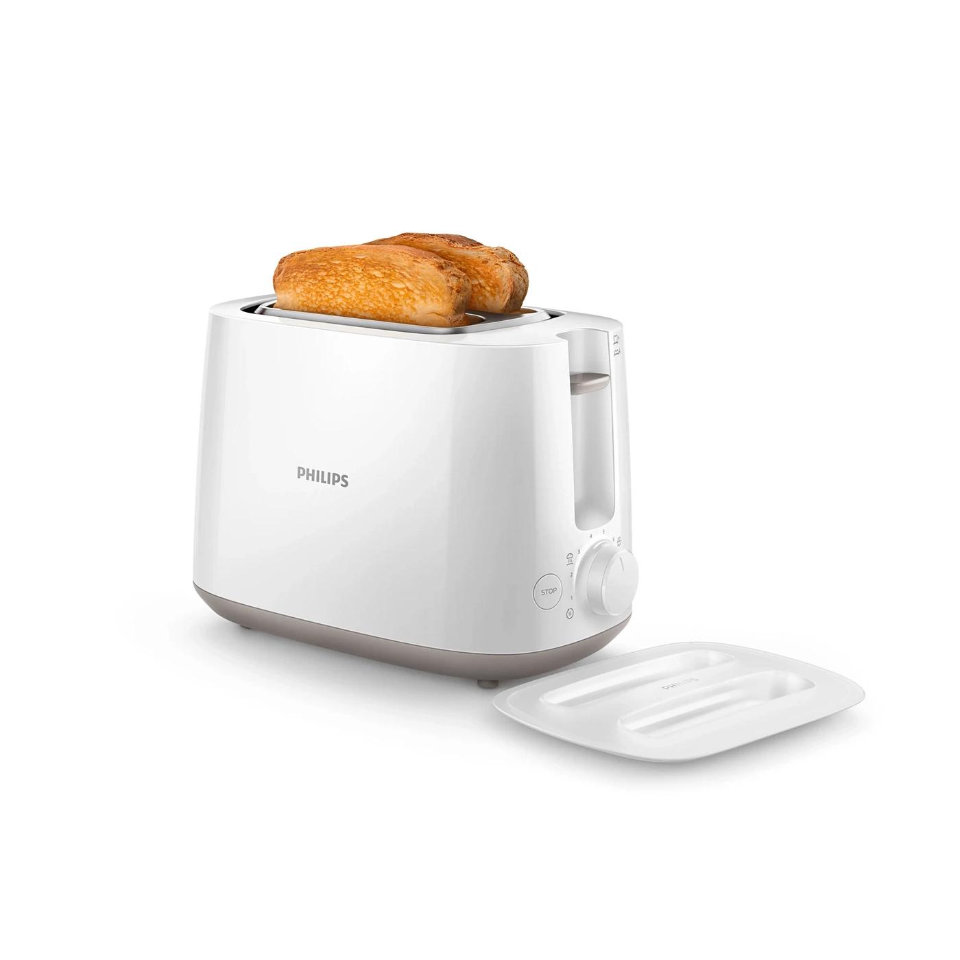 Philip Toaster - HD2582/00 - Sleek Compact Design With 8 Browning Settings, Integrated Bun Warmer, And A High-Lift Function