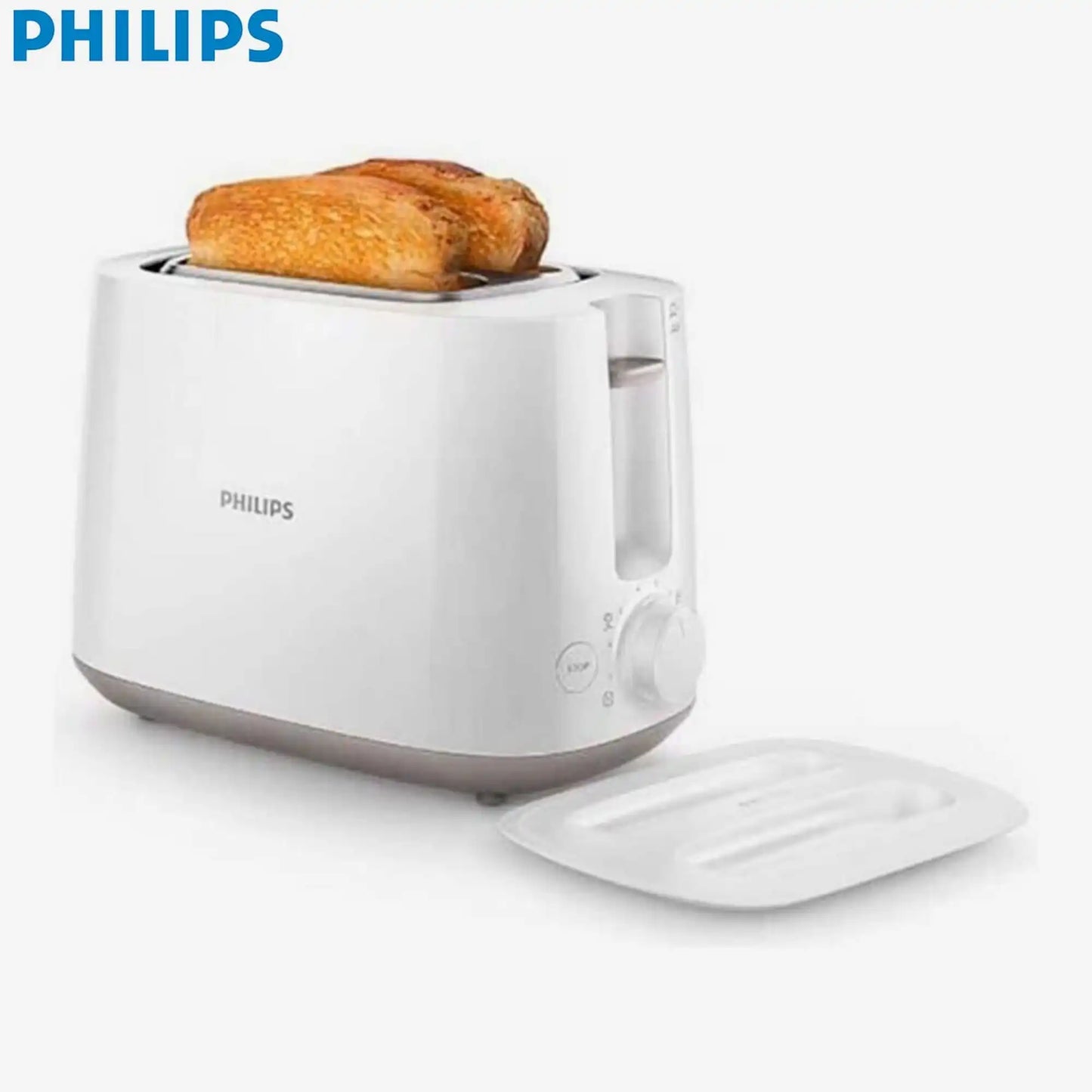Philip Toaster - HD2582/00 - Sleek Compact Design With 8 Browning Settings, Integrated Bun Warmer, And A High-Lift Function