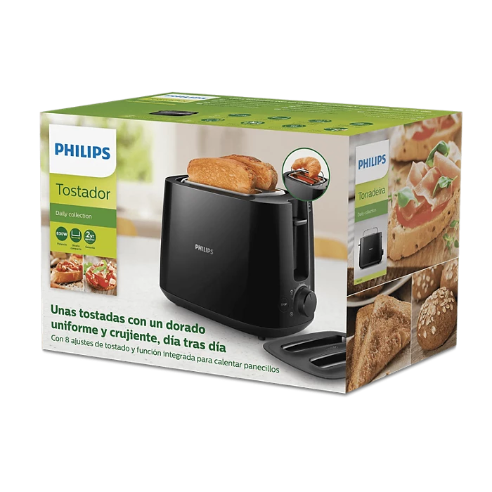 Philip Toaster - HD2582/90 - 8 Browning Levels, Bun Warmer, And Defrost Mode, In A Clean, Modern Colour Palette