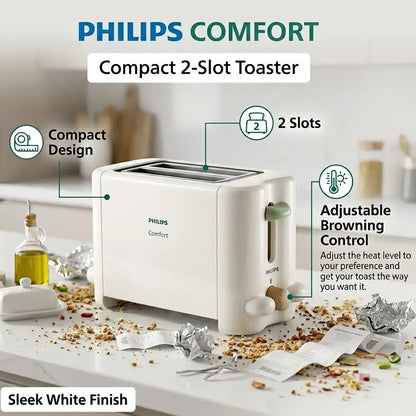 Philip Toaster - HD4815/28 - Its Slim Footprint Fits Any Kitchen, While The Removable Crumb Tray Keeps Your Countertop Clean