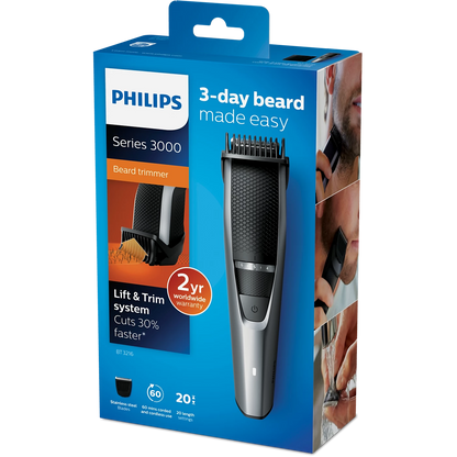 Philips Beard Trimmer - BT3216/14 - With 20 Lock-In Lengths, 60-Minute Battery, And Quick Charge, It's The Complete Beard Grooming Solution