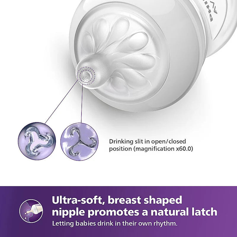 Philips Avent Bottle Nat 3.0 4oz 1P - SCY900/01 - Soft, Breast-Shaped Silicone Teat That Mimics The Feel Of The Breast, Making It Easy To Combine Breast And Bottle Feeding