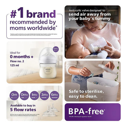 Philips Avent Bottle Nat 3.0 4oz 1P - SCY900/01 - Soft, Breast-Shaped Silicone Teat That Mimics The Feel Of The Breast, Making It Easy To Combine Breast And Bottle Feeding