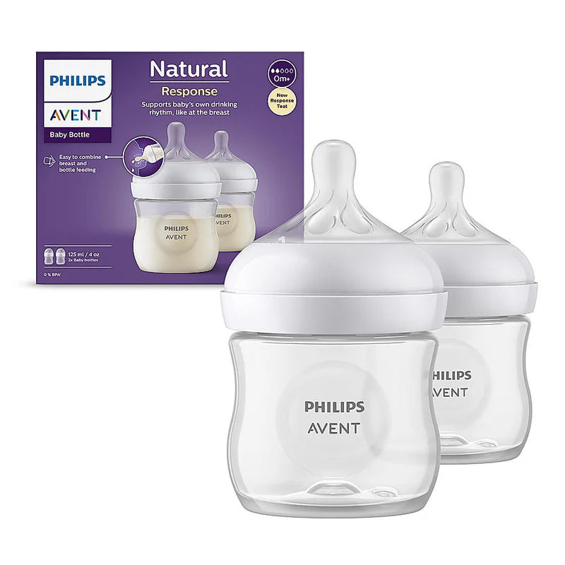 Philips Avent Bottle Nat 3.0 4oz 2P - SCY900/02 - Natural 3.0 Bottles With Wide Breast-Shaped Teats And Anti-Colic Valves