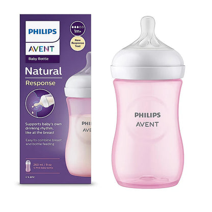 Philips Avent Bottle Nat 3.0 9oz Pink 1P - SCY903/11 - Breast-Shaped Teat, Anti-Colic Valve, And A Soft Pink Design. Perfect For Parents Who Love A Touch Of Colour