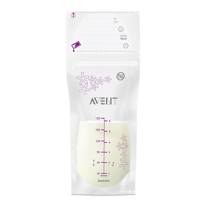 Philips Avent Breast Milk Bags 25pcs - SCF603/25 - With A Self-Standing Base And Easy-Pour Design, Storing And Transferring Expressed Milk Is Clean, Safe, And Convenient