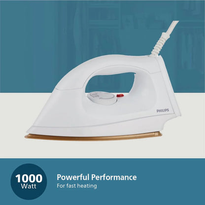 Philips Dry Iron - HI114/28 - Faster Heat-Up And Better Wrinkle Removal With 1000 W Of Power And A Smooth Non-Stick Soleplate