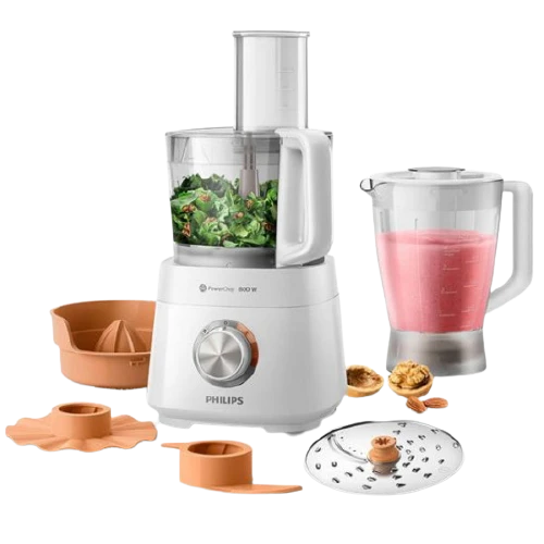Philips Food Processor Prep - HR7320 - Delivers 750 W Of Power With A 2.5 L Bowl, Stainless Steel Discs, And A Kneading Tool