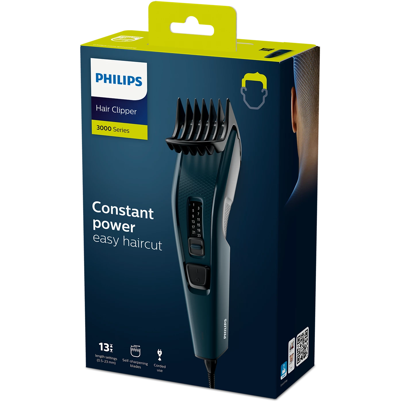 Philips Hair Clipper - HC3505/15 - Self-Sharpening Stainless Steel Blades, 13 Lock-In Length Settings (1–23 Mm), And A Durable Corded Motor