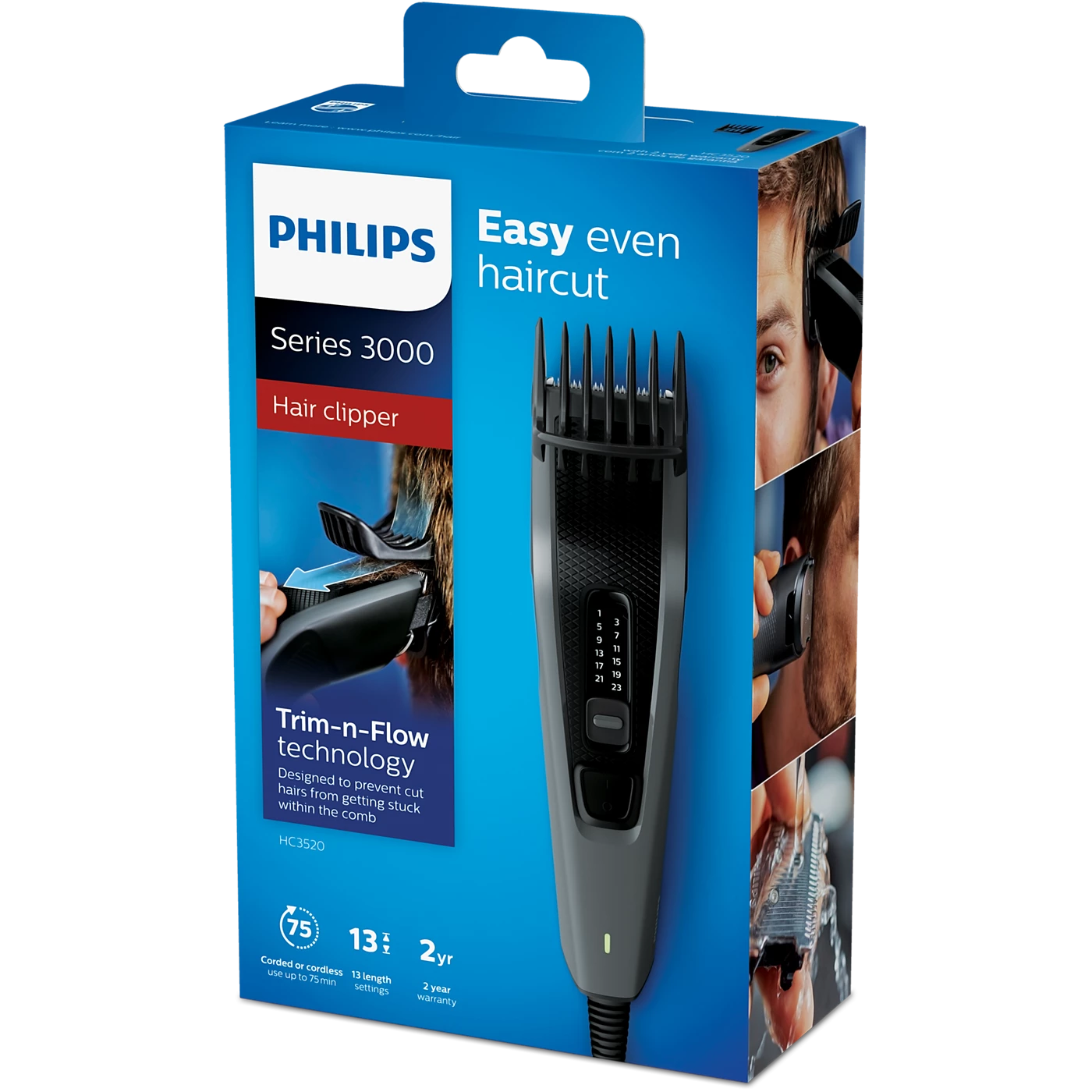 Philips Hair Clipper - HC3520/15 - Dualcut Blades For A Cleaner Cut, 13 Length Settings (1–23 Mm), And A 60-Minute Battery