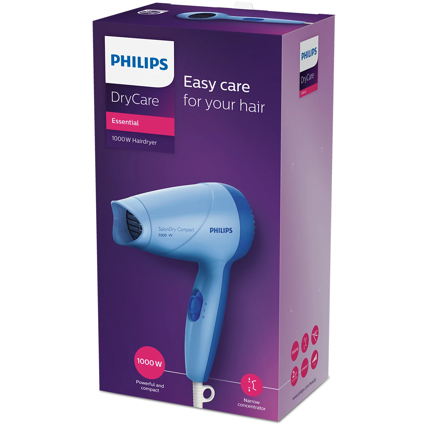 Philips Hair Dryer - HP8142/00 - Compact And Portable With a Concentrator Nozzle For Precise Drying
