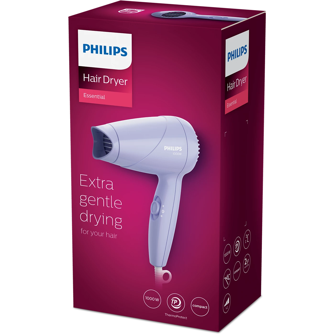 Philips Hair Dryer - HP8144/46 - Offers 1200 W Power, a Foldable Handle, 2 Heat Settings