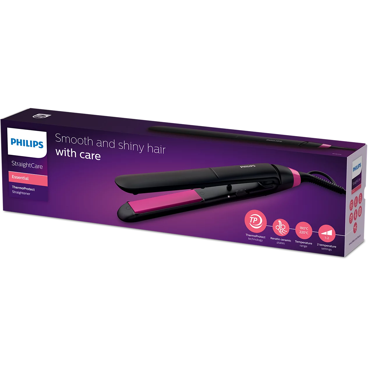 Philips Hair Straightener - BHS375/00 - Ceramic Floating Plates, 210°C Maximum Temperature, And A Fast 30-Second Heat-Up