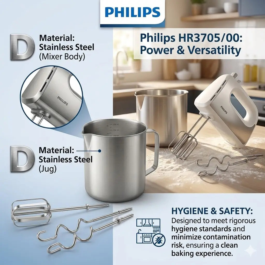 Philips Hand Mixer - HR3705/00 - With Lightweight Construction And Dedicated Beater Eject Button