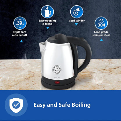 Philips Kettle - HD9373/00 - Boil Water Quickly For Tea, Coffee, And Cooking With a 360° Cordless Base And Easy-Clean Design