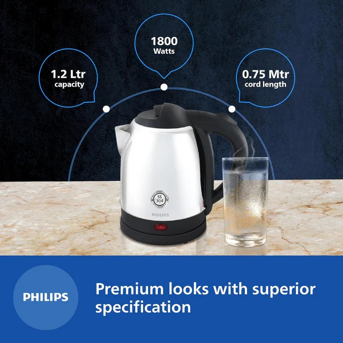 Philips Kettle - HD9373/00 - Boil Water Quickly For Tea, Coffee, And Cooking With a 360° Cordless Base And Easy-Clean Design