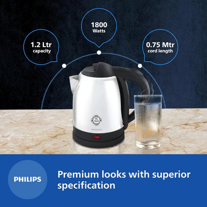 Philips Kettle - HD9373/00 - Boil Water Quickly For Tea, Coffee, And Cooking With a 360° Cordless Base And Easy-Clean Design