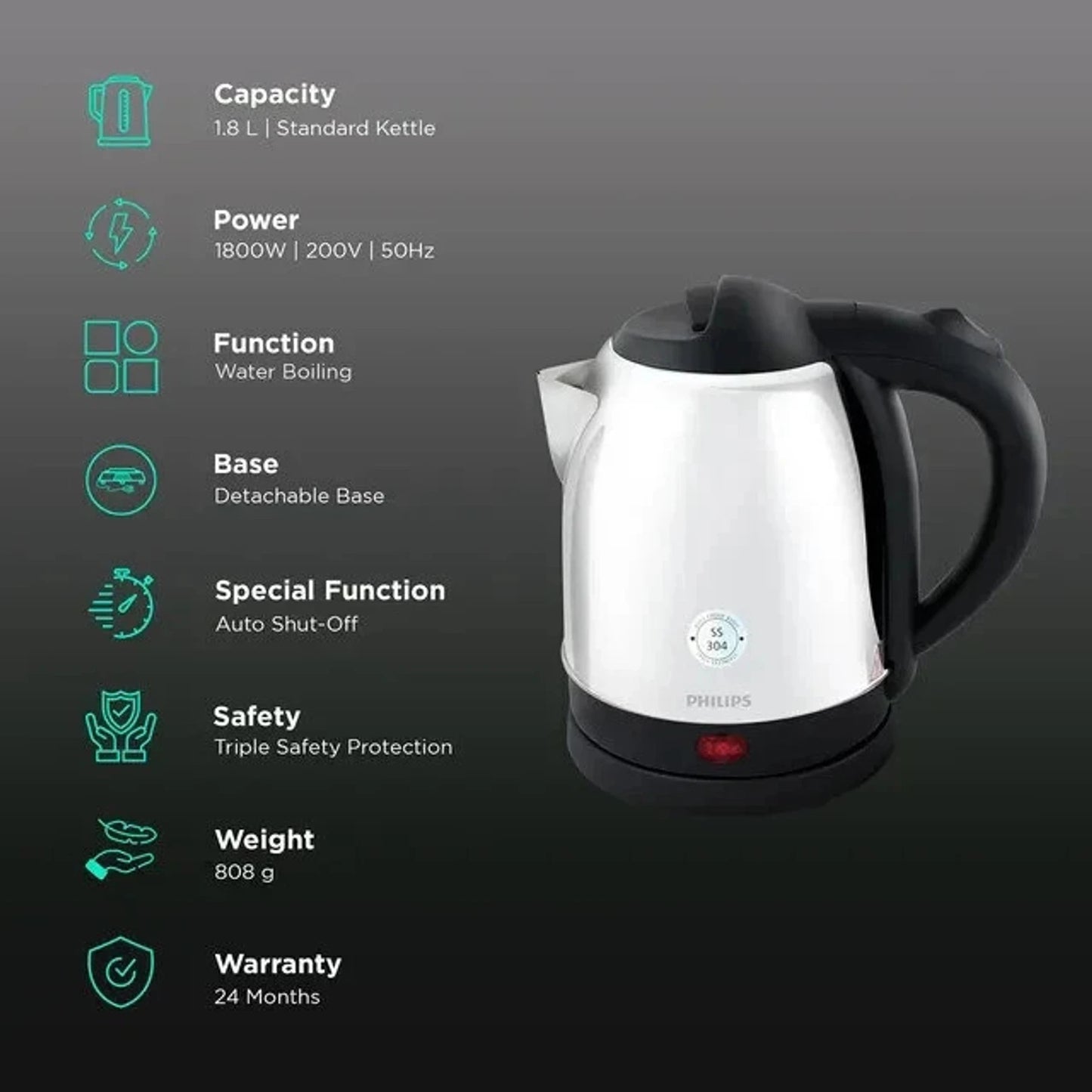 Philips Kettle - HD9383/00 - Lets You Select The Ideal Water Temperature For Different Beverages